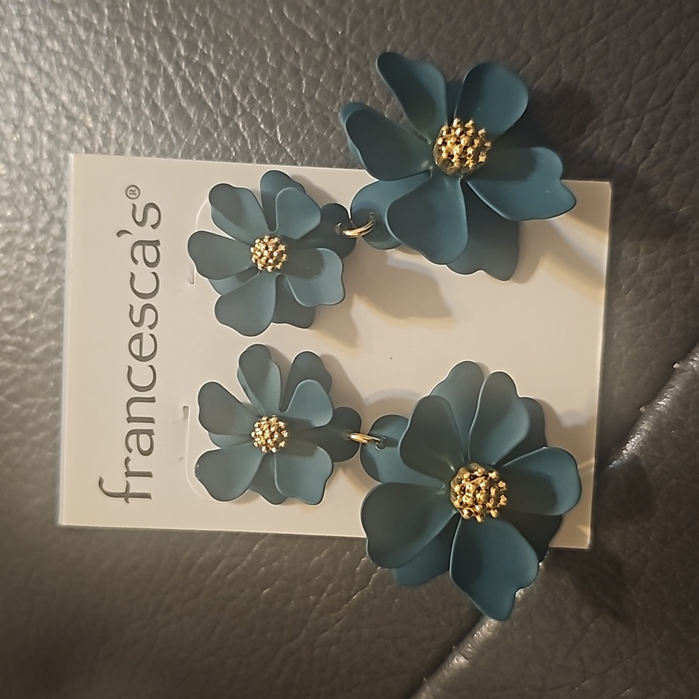 Green floral earrings